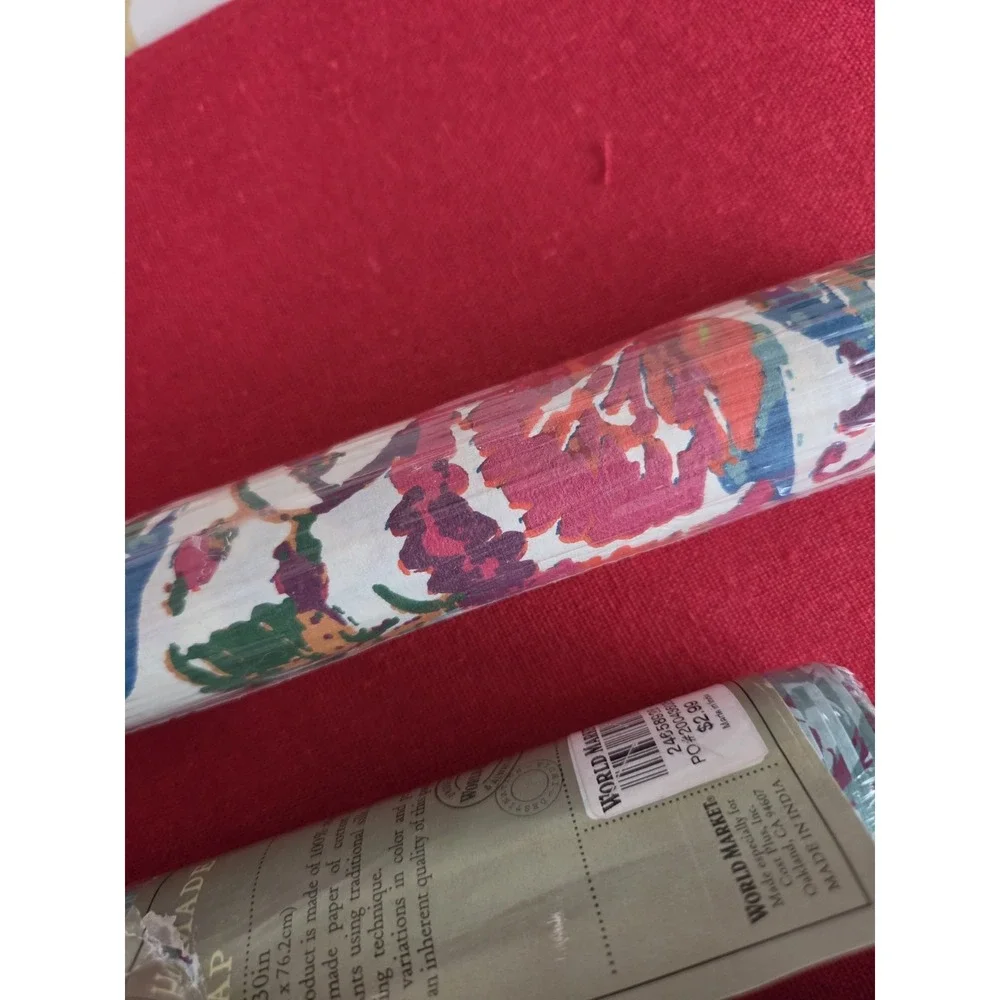 World Market Handmade Wrapping Paper 5 Rolls 21x30 Blue Floral Unique Present